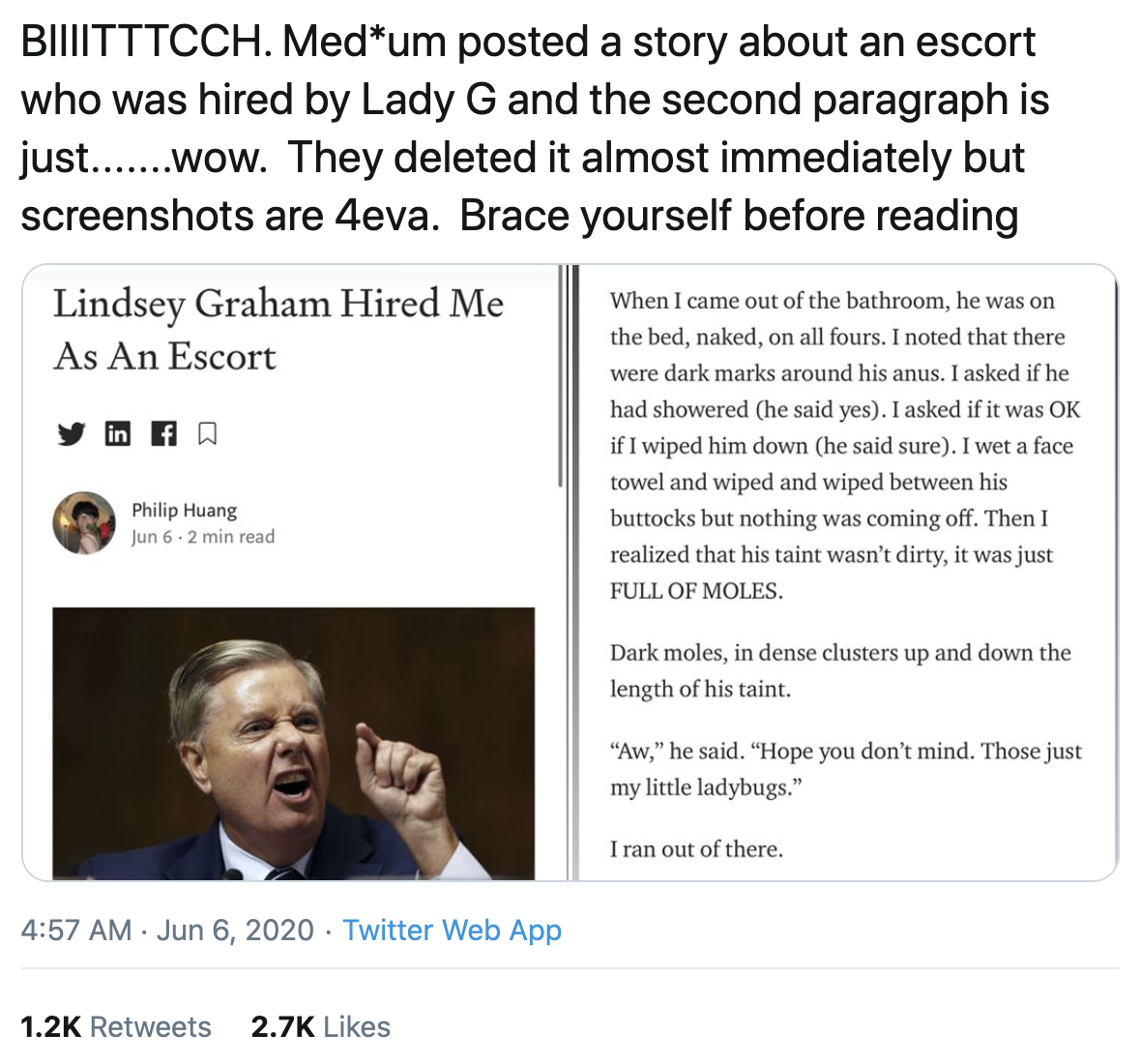 That Lindsey Graham 'Ladybugs' Story You're Reading Is Fake