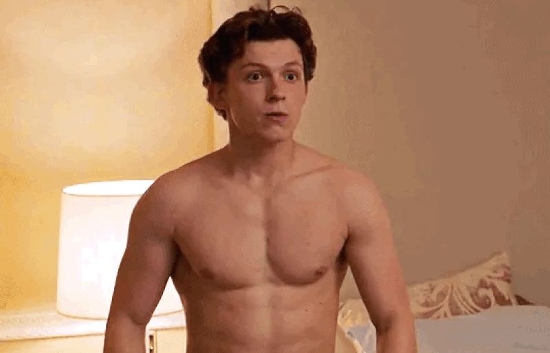 tom holland shirtless gif