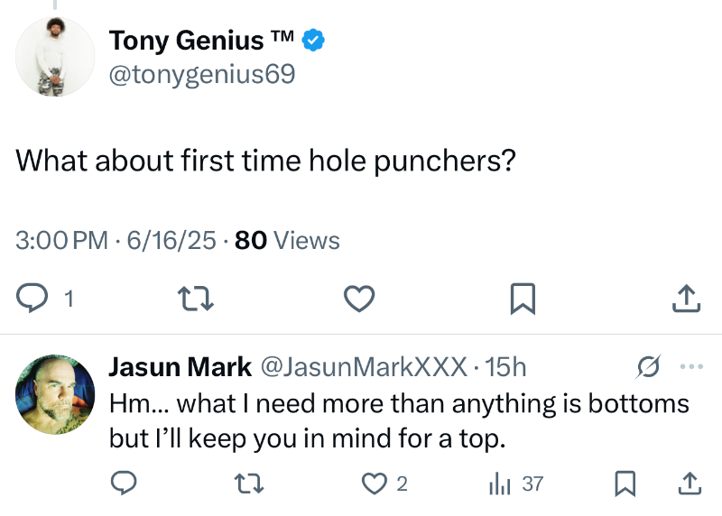 Tony Genius _ Jasun Mark Fisting Inferno Tweet
