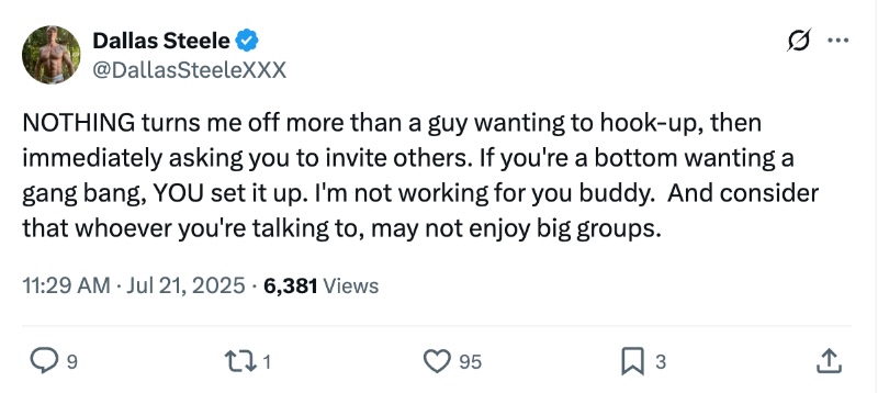Dallas Steele Hookup Tweet