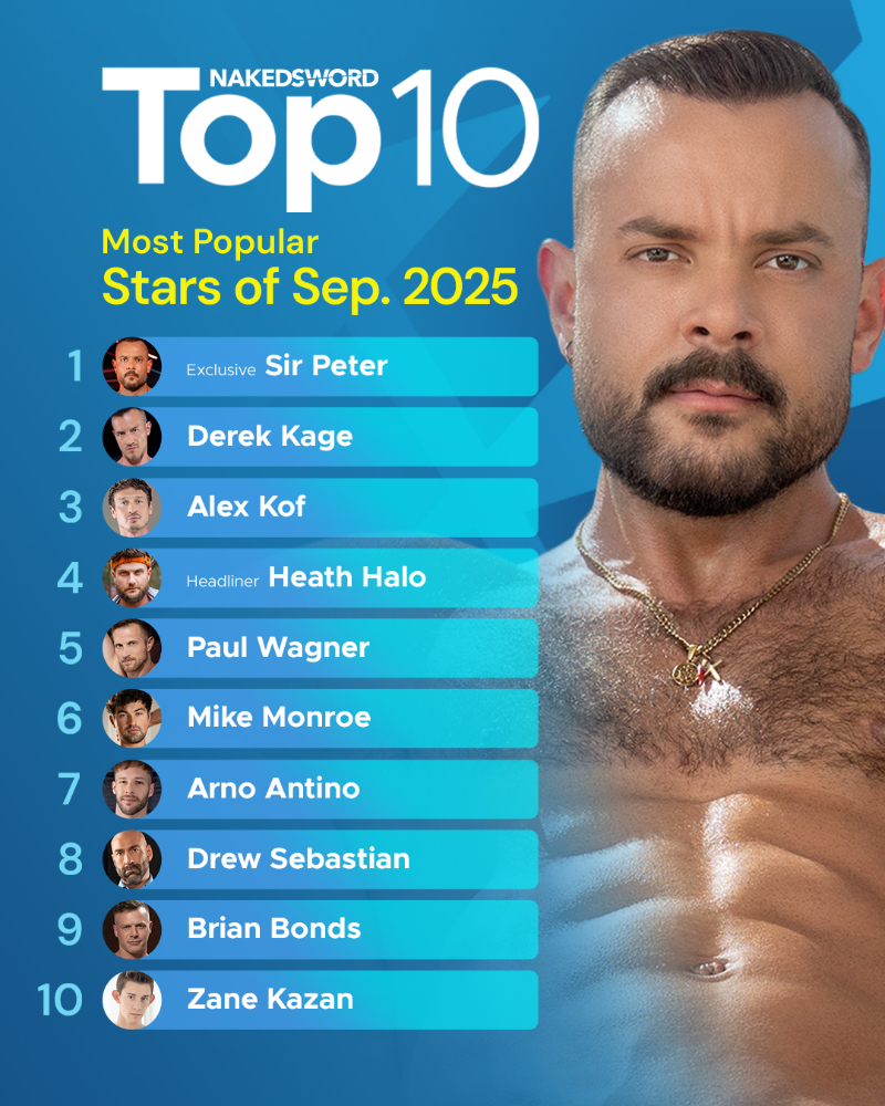 NakedSword’s Top 10 Most Popular Stars (September 2025)