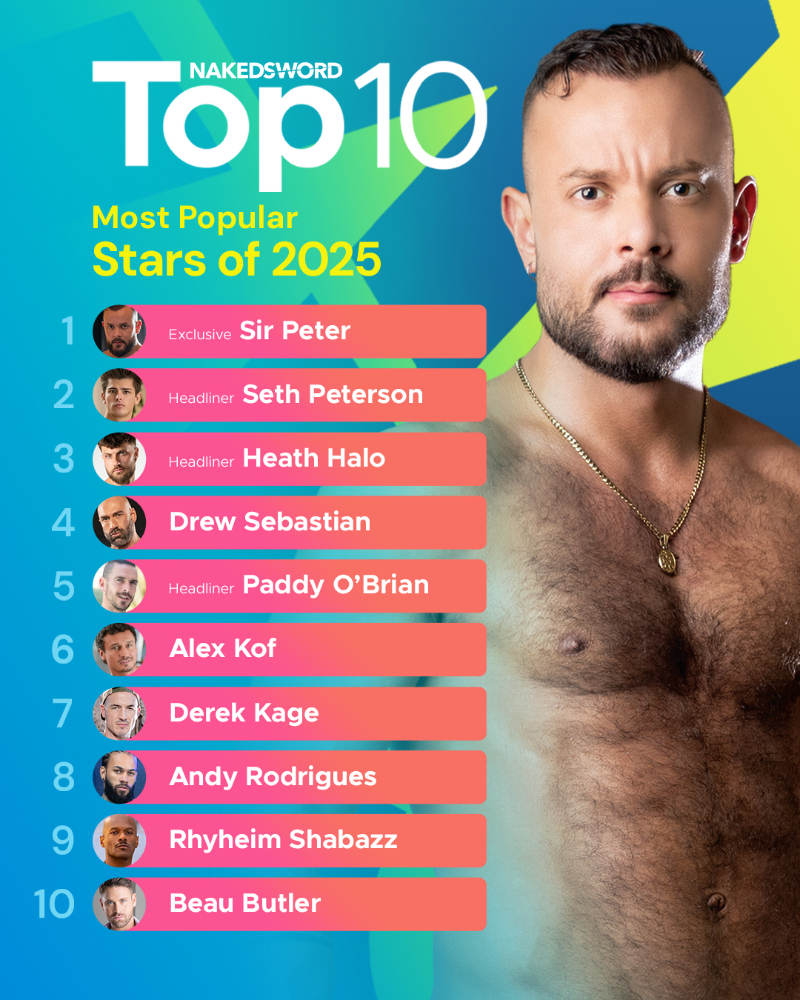 NakedSword Top 10 Most Popular Stars 2025